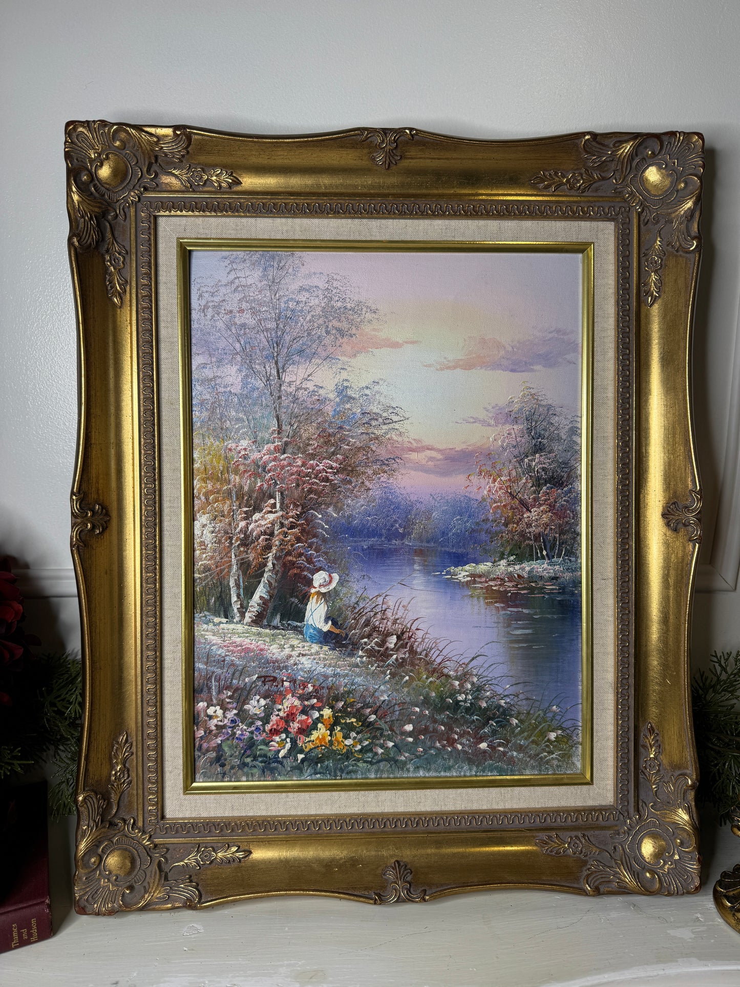 Vintage Signed Colourful Oil Painting in an Ornate Gold Sorélle Frame