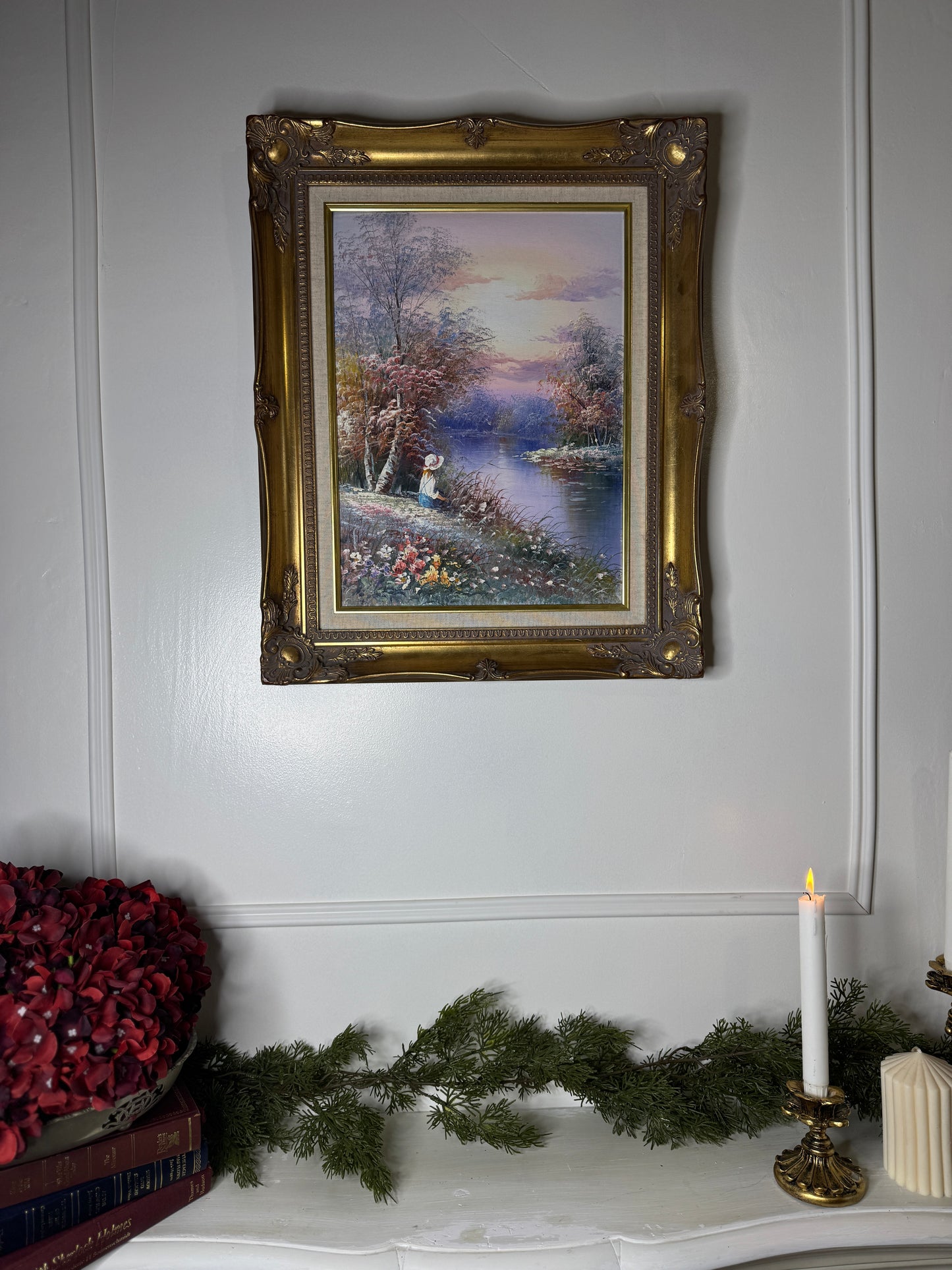 Vintage Signed Colourful Oil Painting in an Ornate Gold Sorélle Frame