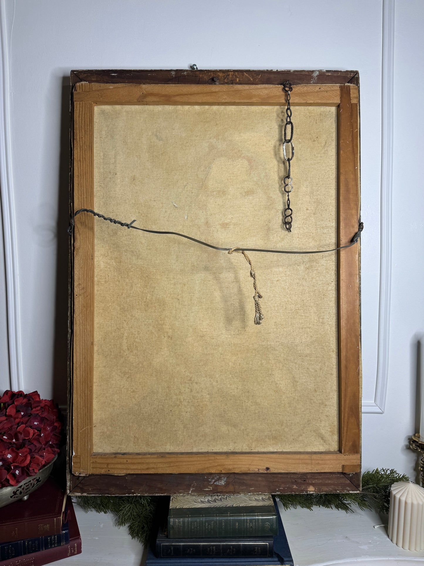 Vintage Large Portrait Oil of a Gypsy Girl : Ornate Thick Gold Rare Antique Picture Frame