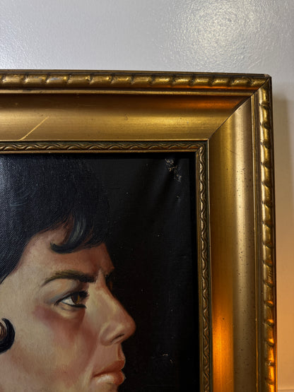 Vintage Portrait Oil Painting by Joan in Gold Gilt Vionne Frame (51x45 cm)