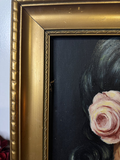 Vintage Portrait Oil Painting by Joan in Gold Gilt Vionne Frame (51x45 cm)