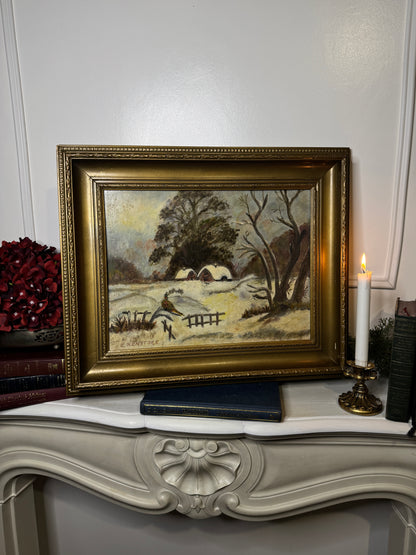 Vintage Oil Painting by E. Henstock in an Antique Gold Baroque Frame (56x46cm)