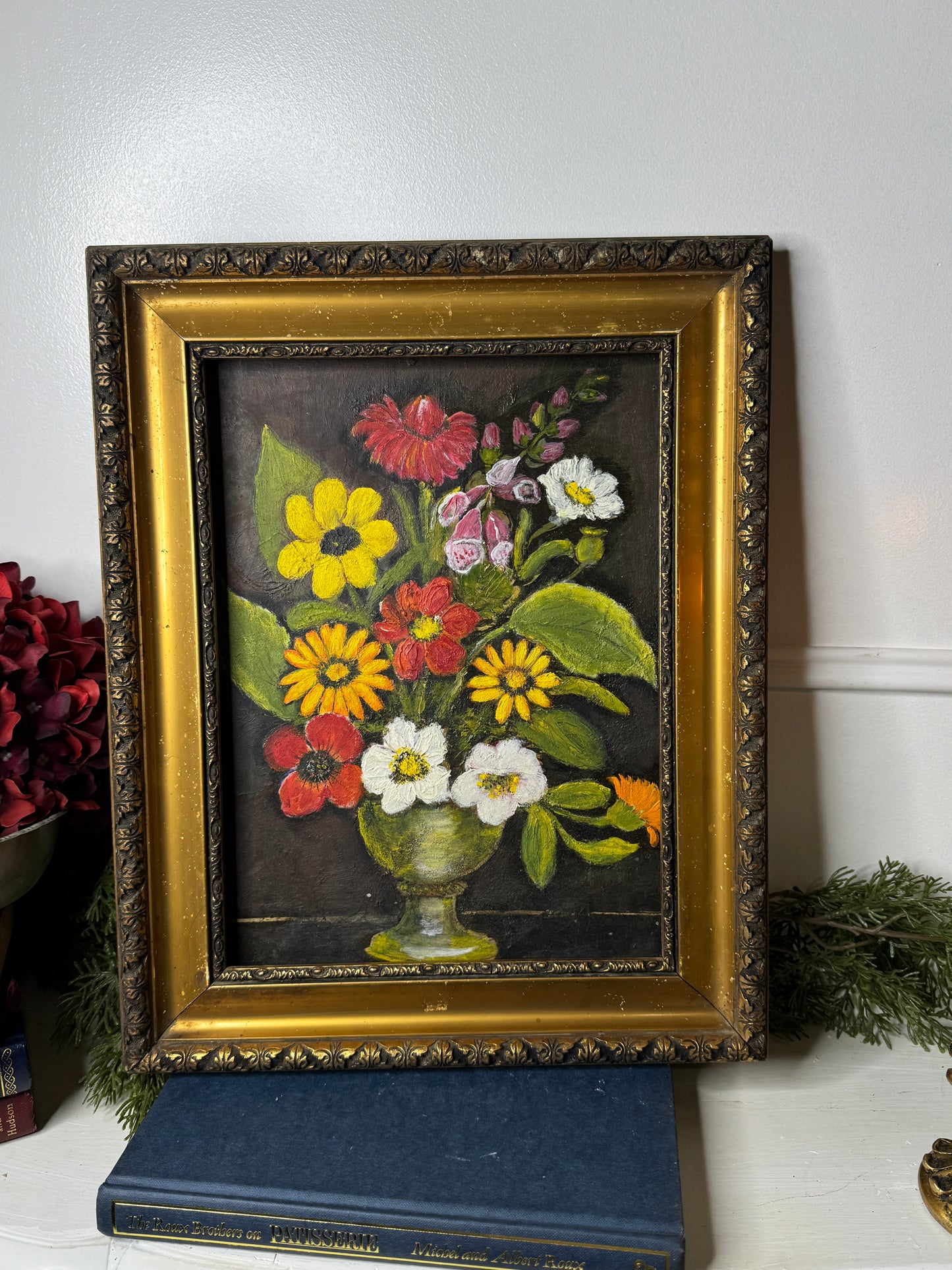 Vintage Unsigned Oil Painting in Hungarian Golden Grandeur Ornate Frame