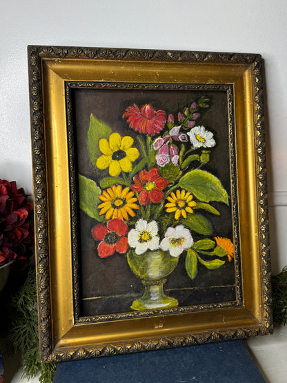 Vintage Unsigned Oil Painting in Hungarian Golden Grandeur Ornate Frame