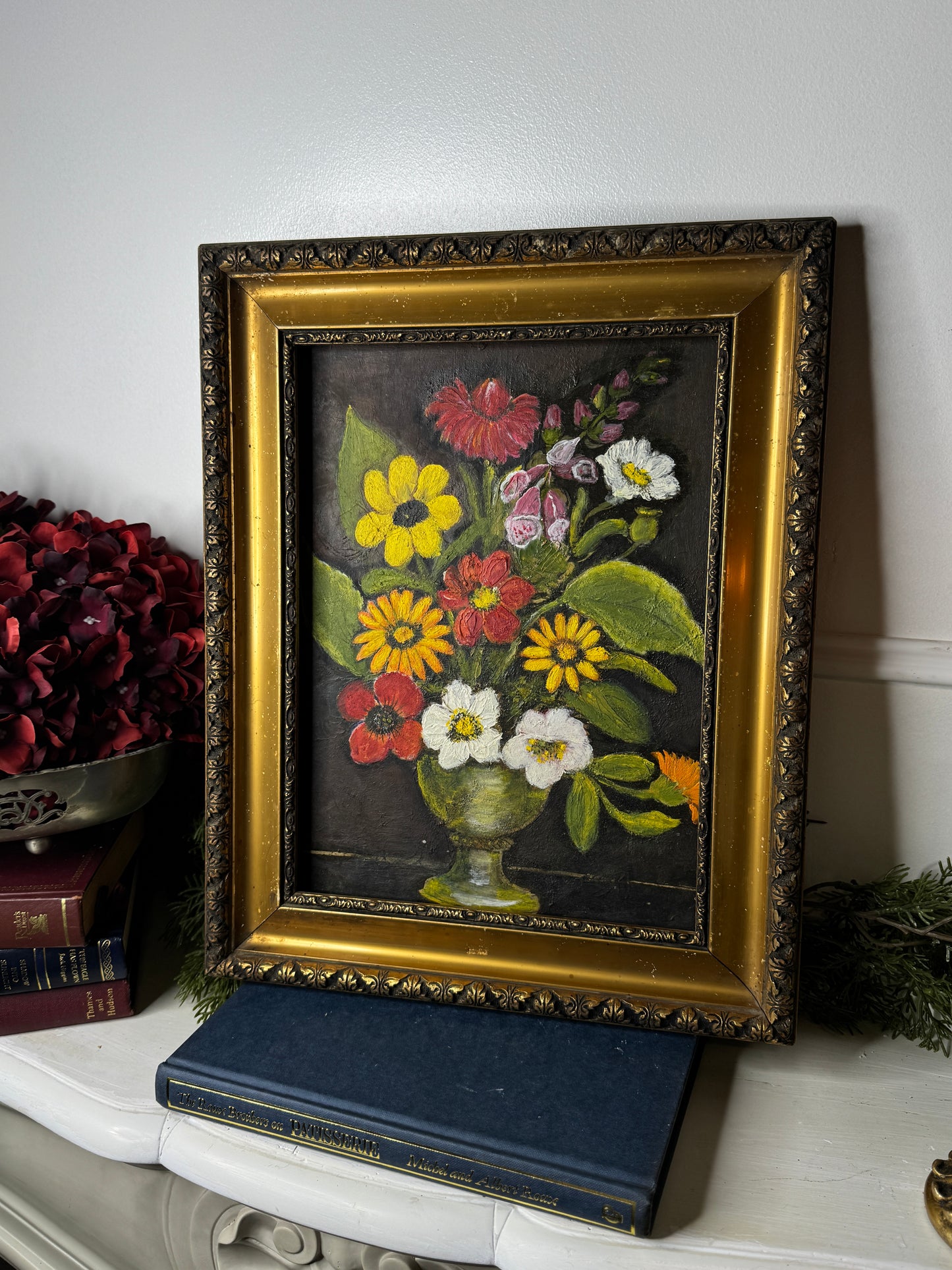 Vintage Unsigned Oil Painting in Hungarian Golden Grandeur Ornate Frame