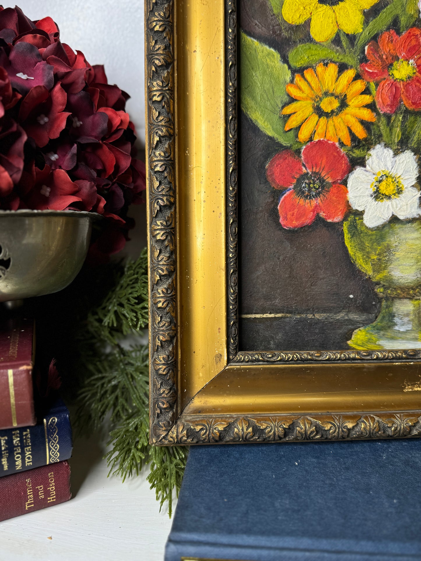 Vintage Unsigned Oil Painting in Hungarian Golden Grandeur Ornate Frame