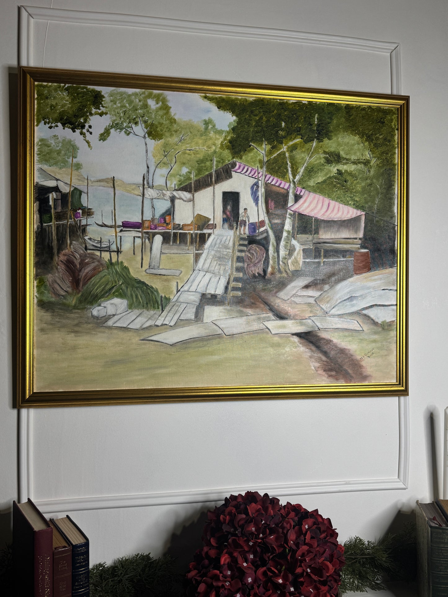 Large Oil Painting by N.G. Reynolds- UK Artist - Thailand Part 1 ( 83 x 66 cm )