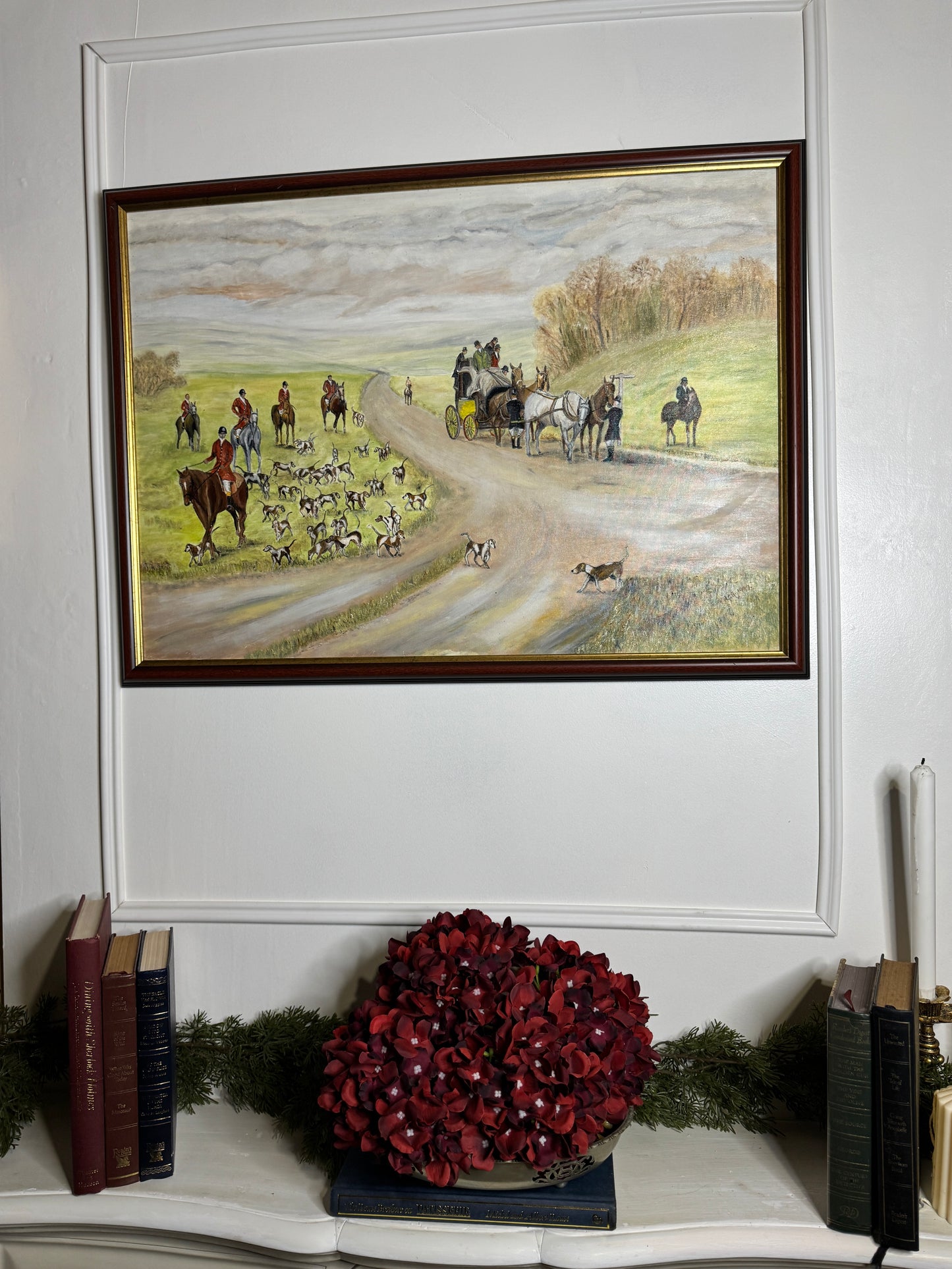 Large Oil Painting by N.G. Reynolds- UK Artist - Fox Hunting ( 77 x 56 cm )