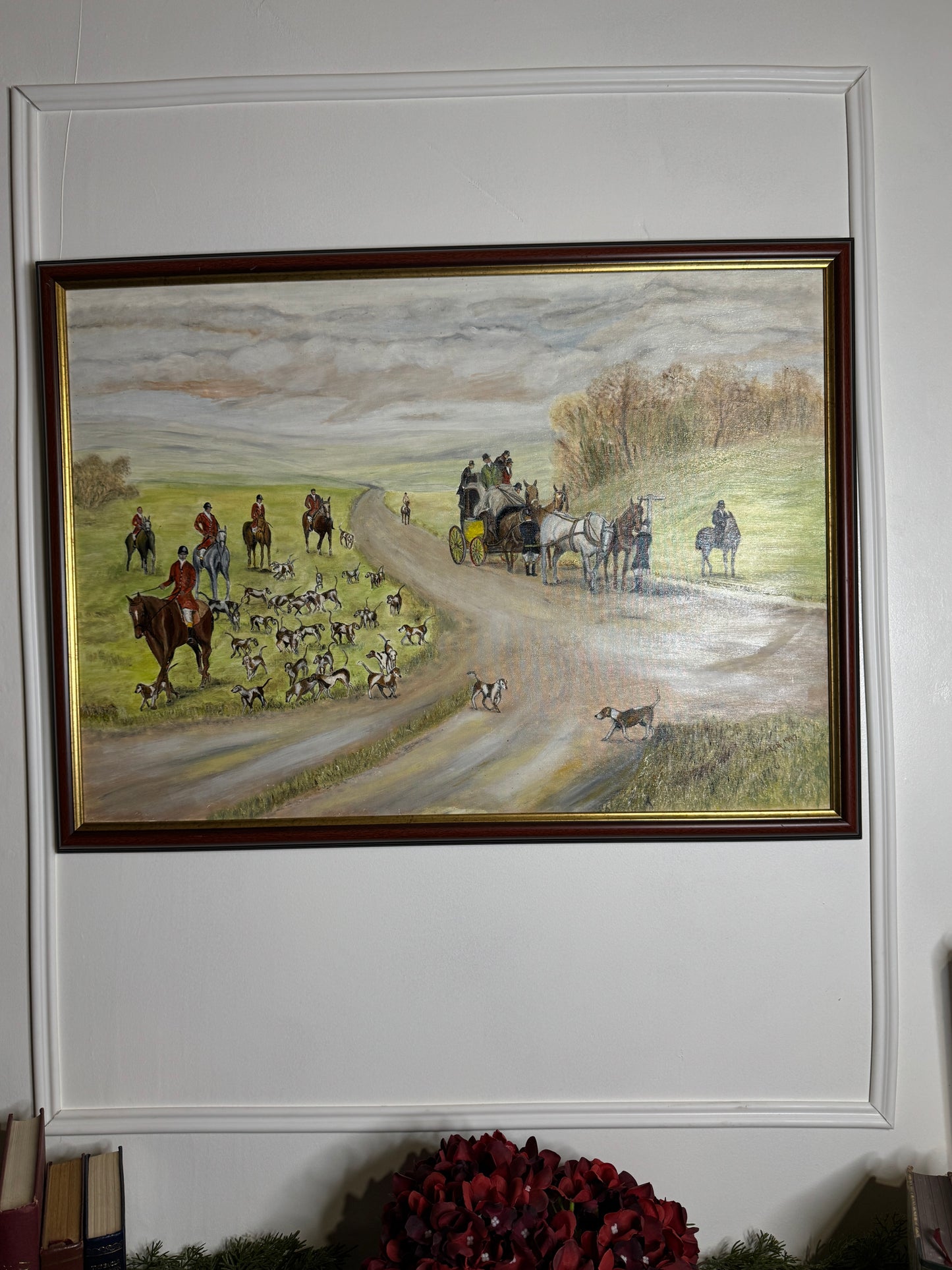 Large Oil Painting by N.G. Reynolds- UK Artist - Fox Hunting ( 77 x 56 cm )