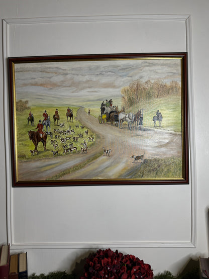 Large Oil Painting by N.G. Reynolds- UK Artist - Fox Hunting ( 77 x 56 cm )