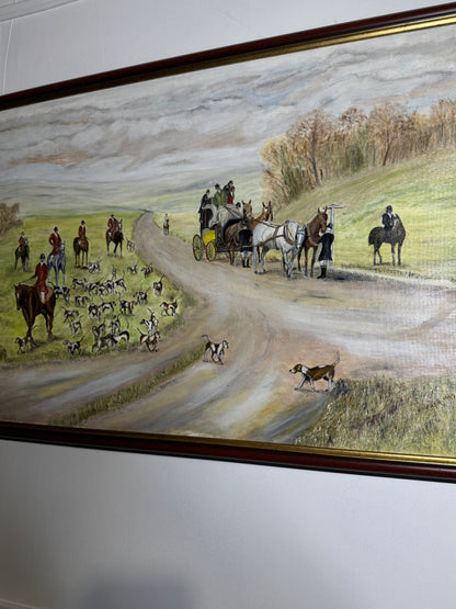 Large Oil Painting by N.G. Reynolds- UK Artist - Fox Hunting ( 77 x 56 cm )