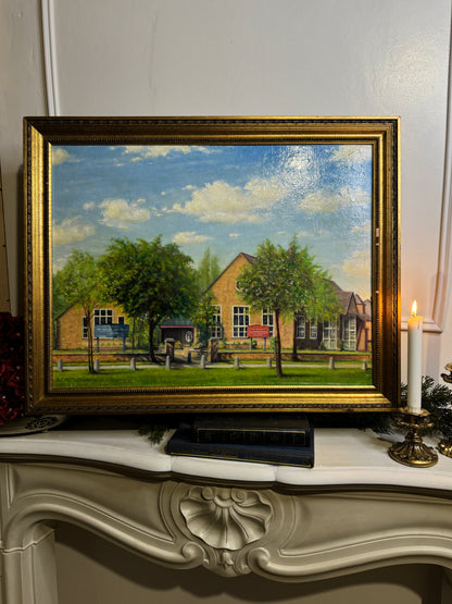 Vintage Colourful Landscape Oil paining by A S ANTLIFF in Althemere Frame (69x54 cm)