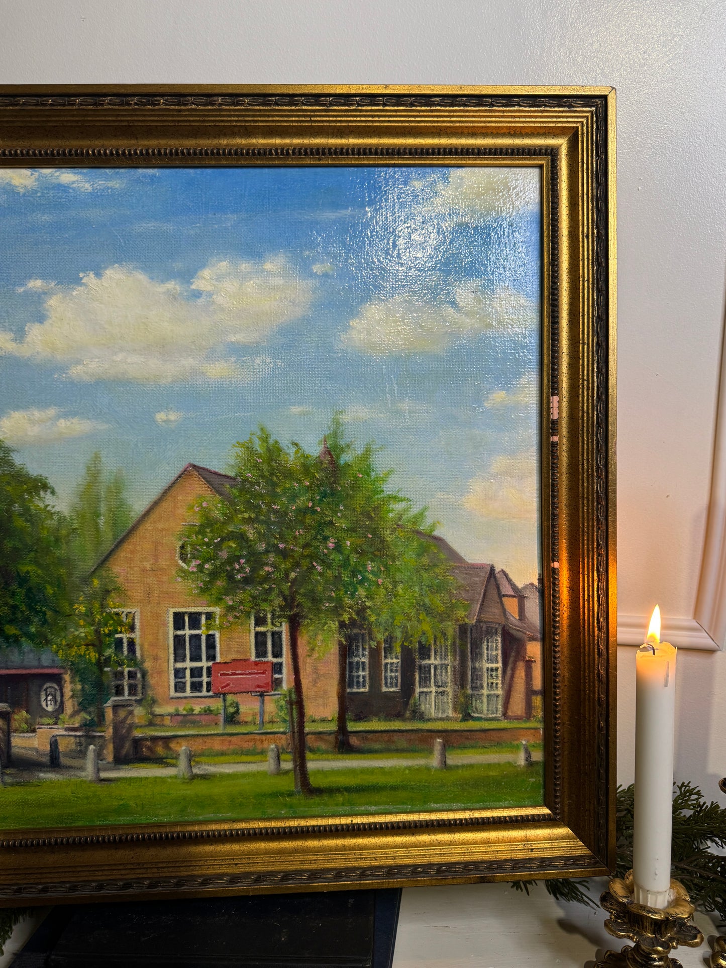 Vintage Colourful Landscape Oil paining by A S ANTLIFF in Althemere Frame (69x54 cm)