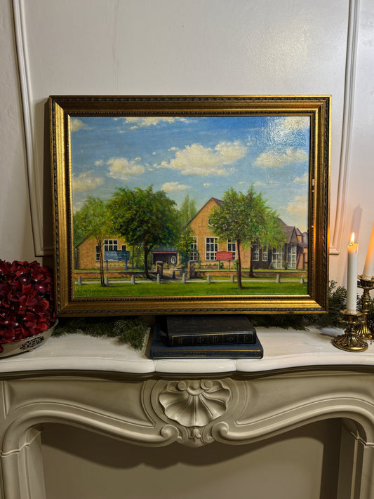 Vintage Colourful Landscape Oil paining by A S ANTLIFF in Althemere Frame (69x54 cm)