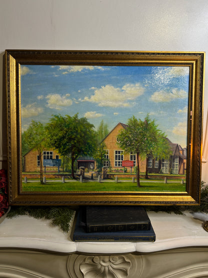 Vintage Colourful Landscape Oil paining by A S ANTLIFF in Althemere Frame (69x54 cm)