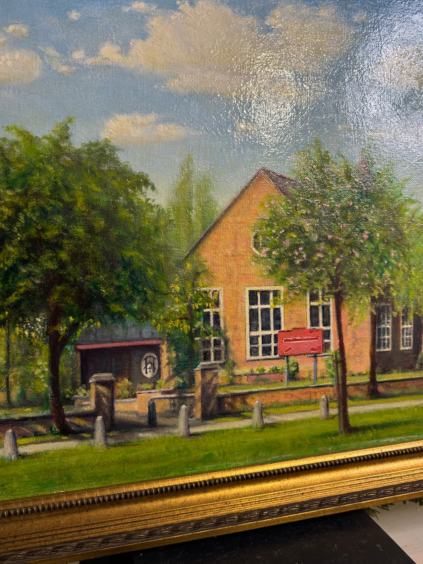 Vintage Colourful Landscape Oil paining by A S ANTLIFF in Althemere Frame (69x54 cm)