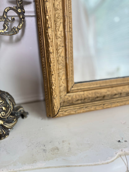 Vintage Heavy Gold Ornate Gold Framed Antique Mirror in Ophelmere Frame