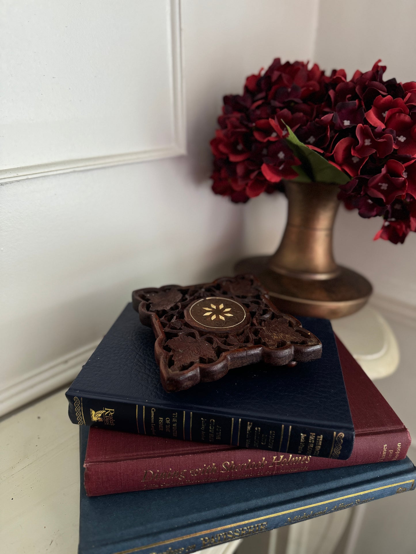 Vintage Rustic Indian Wooden Mini Plant Stand