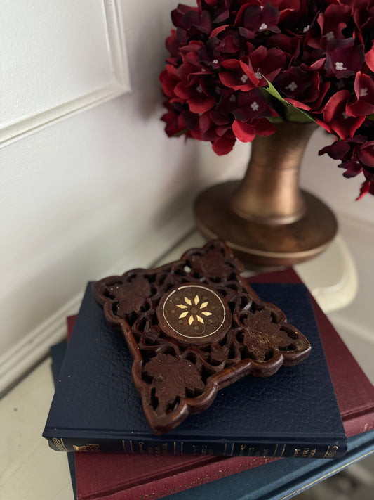 Vintage Rustic Indian Wooden Mini Plant Stand