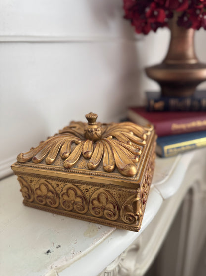 Large Antique Wooden & Resin Storage Box