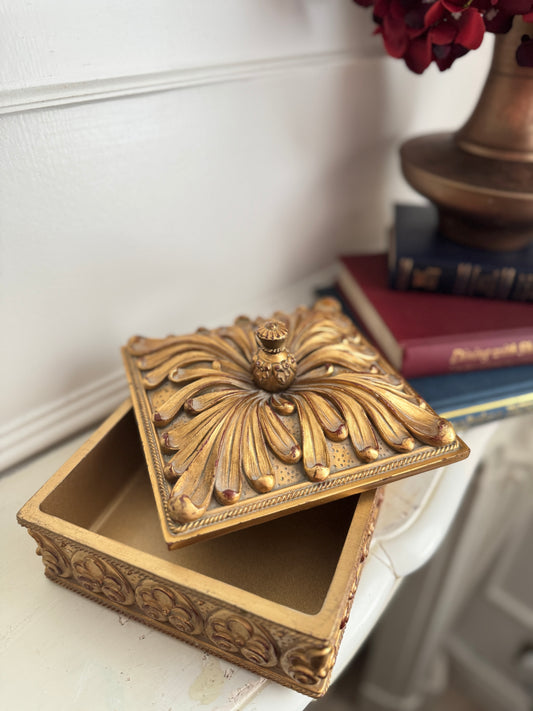 Large Antique Wooden & Resin Storage Box