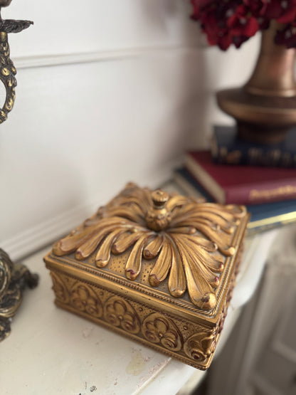 Large Antique Wooden & Resin Storage Box