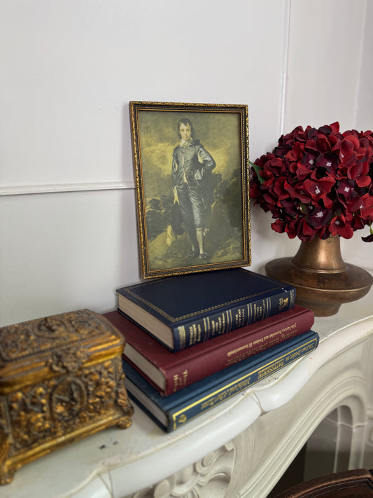 Small Vintage “Blue Boy” Print in Unique Aged Ornate Frame