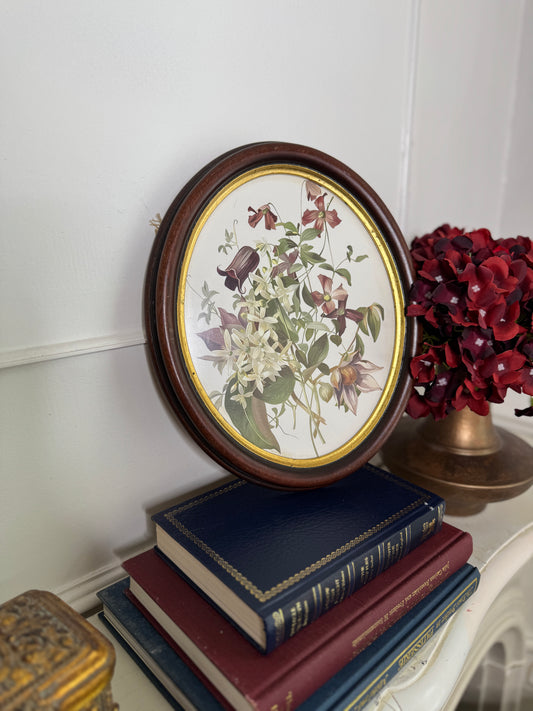 Vintage Wooden Medium Oval Frame with Gold Trim
