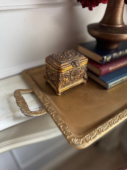 Elegant Serving Accent Gold Plated Metal Tray