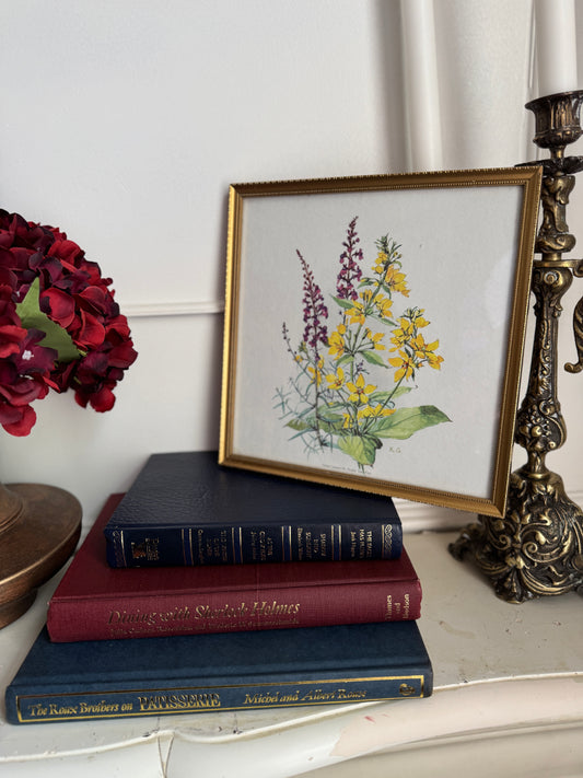 Vintage Flower Print in a Slim Gold Frame