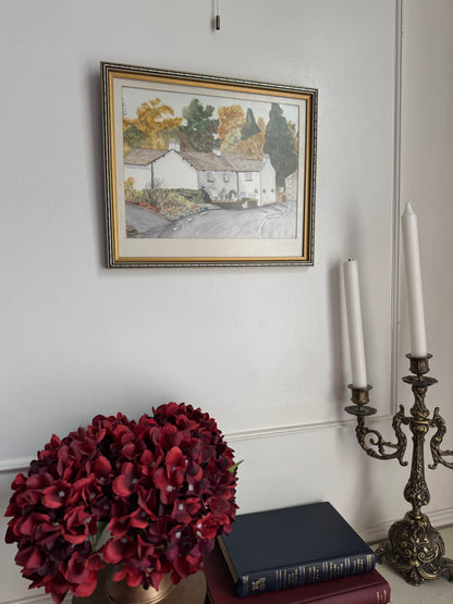 Vintage Signed Watercolour Artwork in Slim Wooden Frame