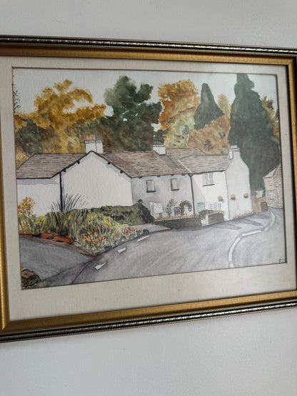 Vintage Signed Watercolour Artwork in Slim Wooden Frame