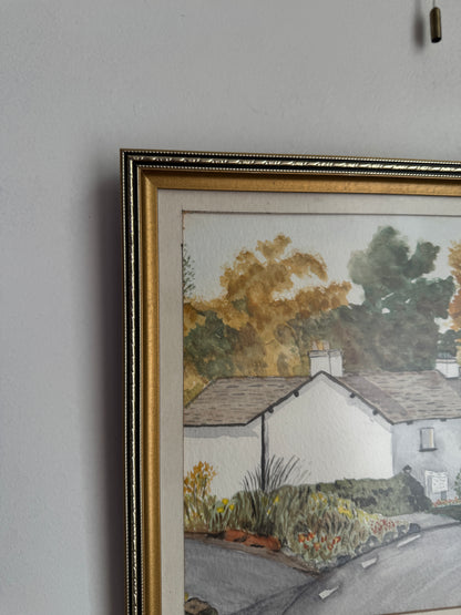 Vintage Signed Watercolour Artwork in Slim Wooden Frame
