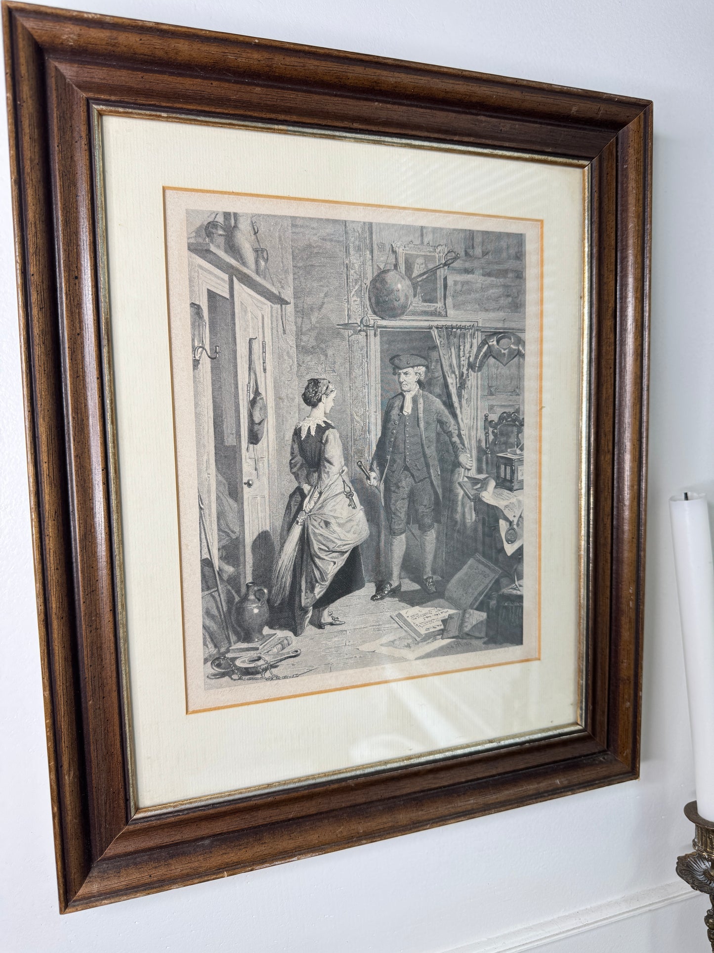 Robert Herdman Signed Engraving – "Antiquary & Lovel" in Antique Frame