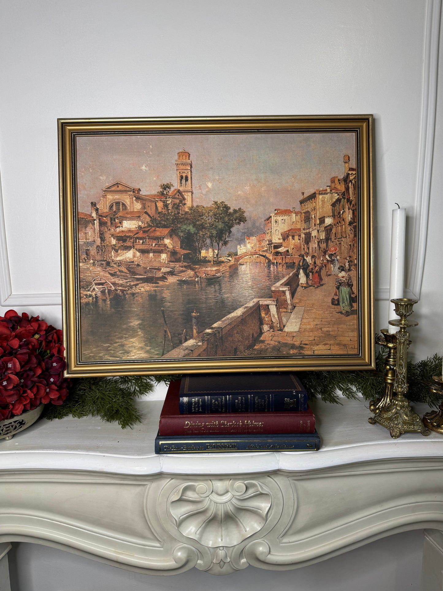 Vintage Canvas Print Reproductions after Franz Richard Unterberger – Matching Pair in Gold Gilt Frames