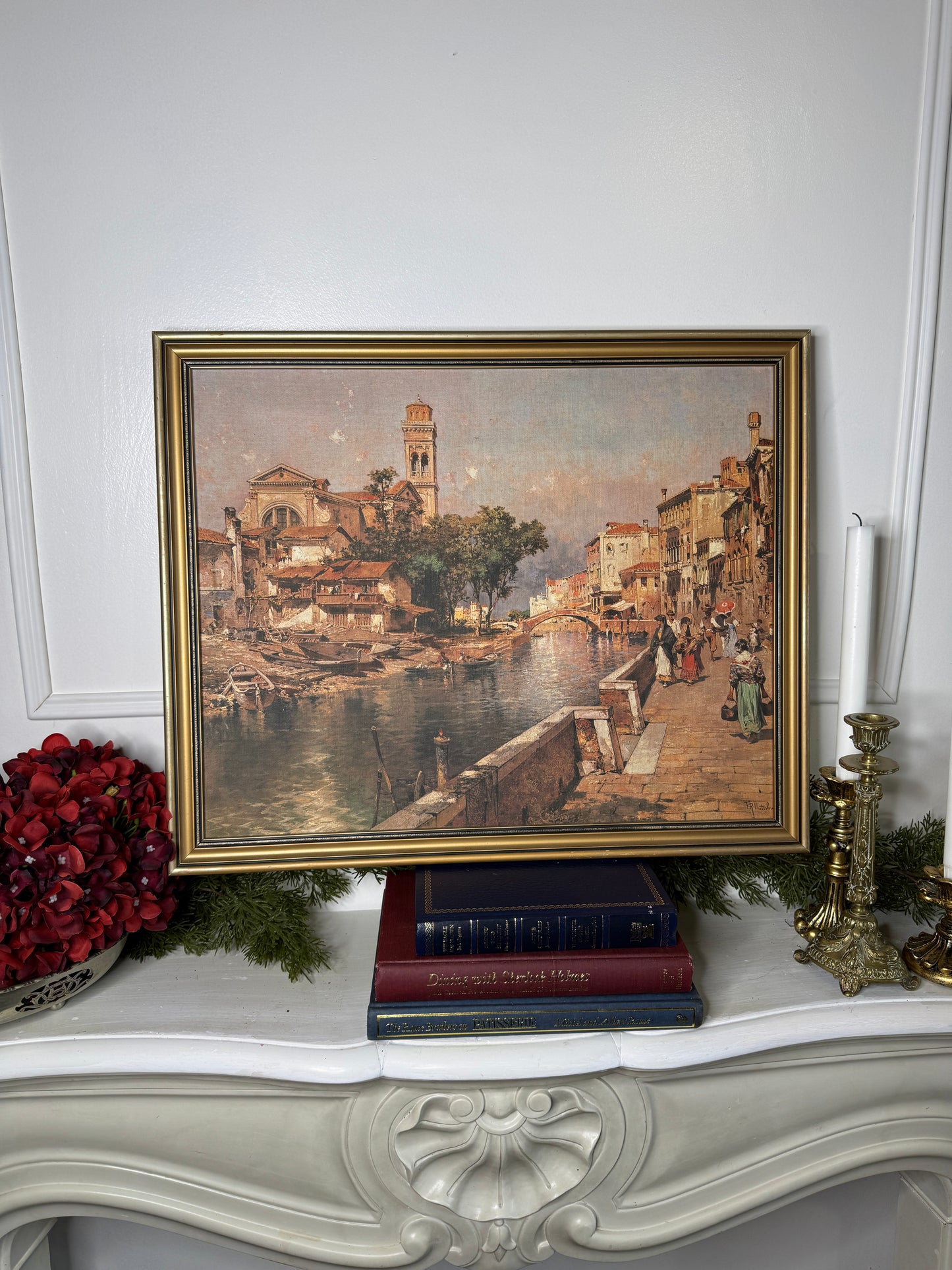 Vintage Canvas Print Reproductions after Franz Richard Unterberger – Matching Pair in Gold Gilt Frames