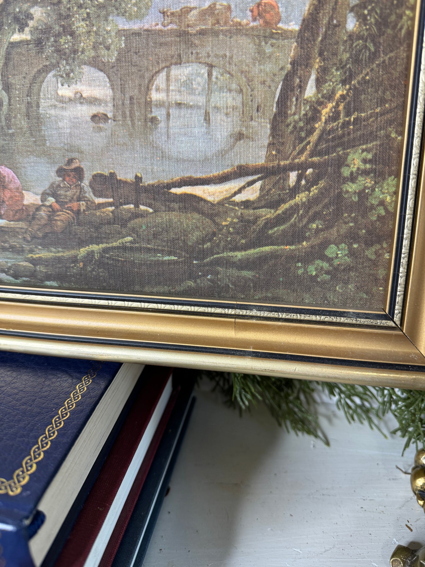 Vintage Canvas Print Reproductions after Franz Richard Unterberger – Matching Pair in Gold Gilt Frames