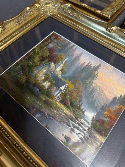 Thomas Kinkade Gallery Wall Set in Ornate Gold Louis-Style Frames
