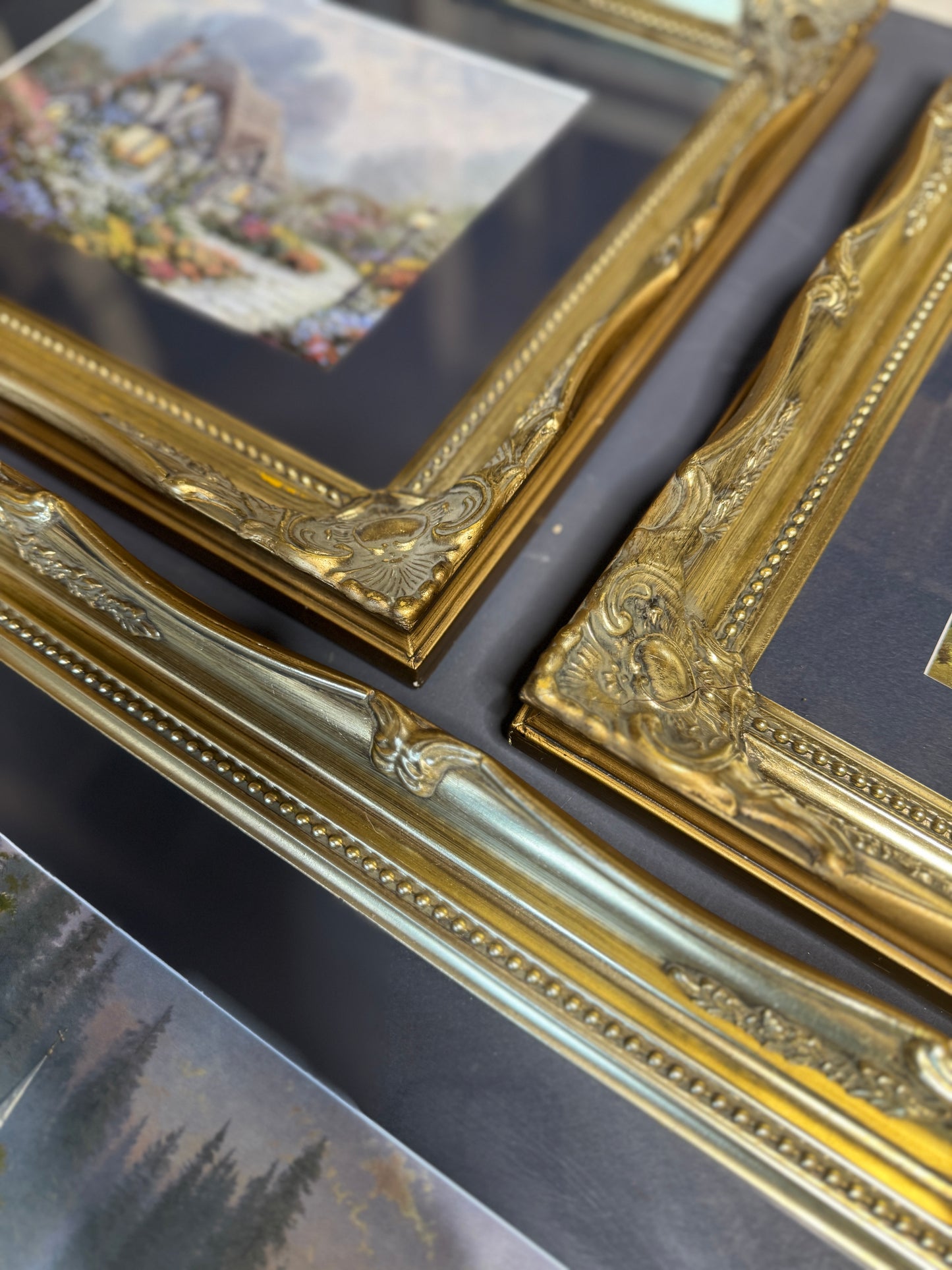 Thomas Kinkade Gallery Wall Set in Ornate Gold Louis-Style Frames