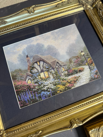 Thomas Kinkade Gallery Wall Set in Ornate Gold Louis-Style Frames
