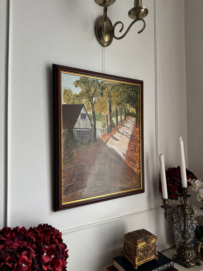 Golden Leaves of the Old Village - Original Oil Painting by N.G. Reynolds