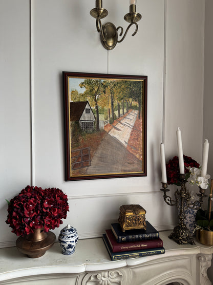 Golden Leaves of the Old Village - Original Oil Painting by N.G. Reynolds