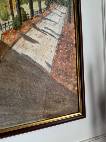 Golden Leaves of the Old Village - Original Oil Painting by N.G. Reynolds