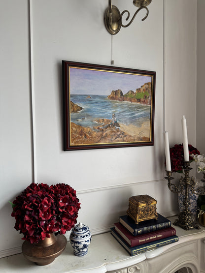 Waves Beneath the Cliffs- Original Oil Painting by N.G. Reynolds