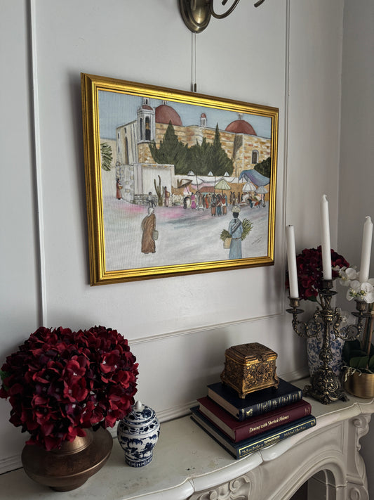 Vibrant Moroccan Bazaar - Original Oil Painting by N.G. Reynolds