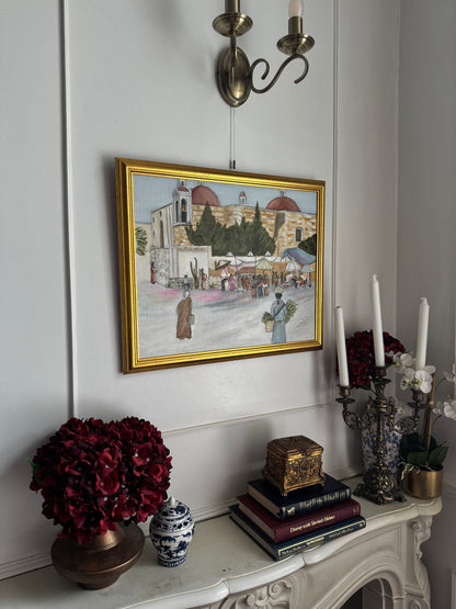 Vibrant Moroccan Bazaar - Original Oil Painting by N.G. Reynolds