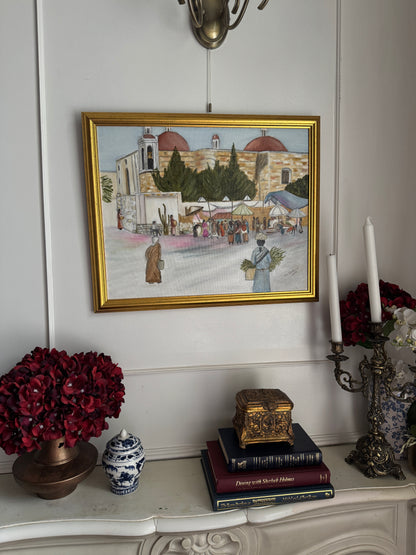 Vibrant Moroccan Bazaar - Original Oil Painting by N.G. Reynolds