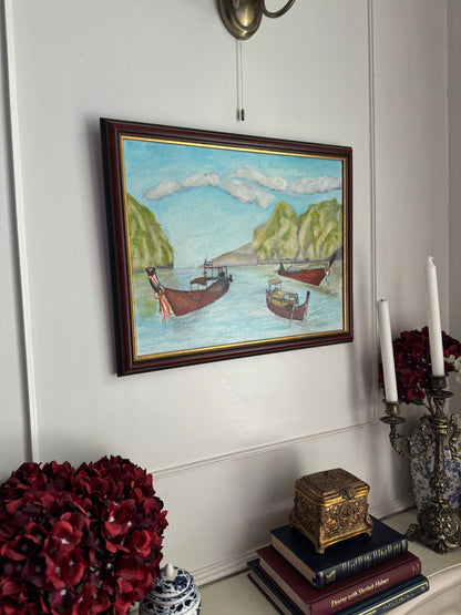 Sailboats of Phuket Bay - Original Oil Painting by N.G. Reynolds