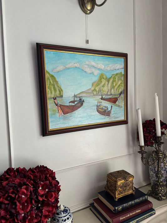 Sailboats of Phuket Bay - Original Oil Painting by N.G. Reynolds