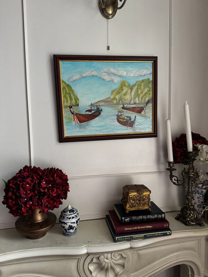 Sailboats of Phuket Bay - Original Oil Painting by N.G. Reynolds